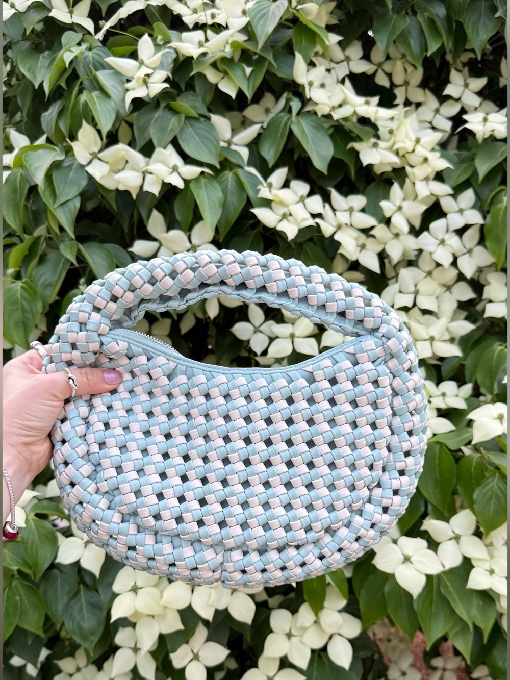 Sincerely Jules Woven Mini Hobo Bag – Mint & White